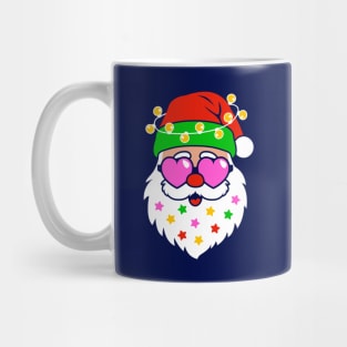 Santa With Sunglasses Retro Pink Christmas Mug